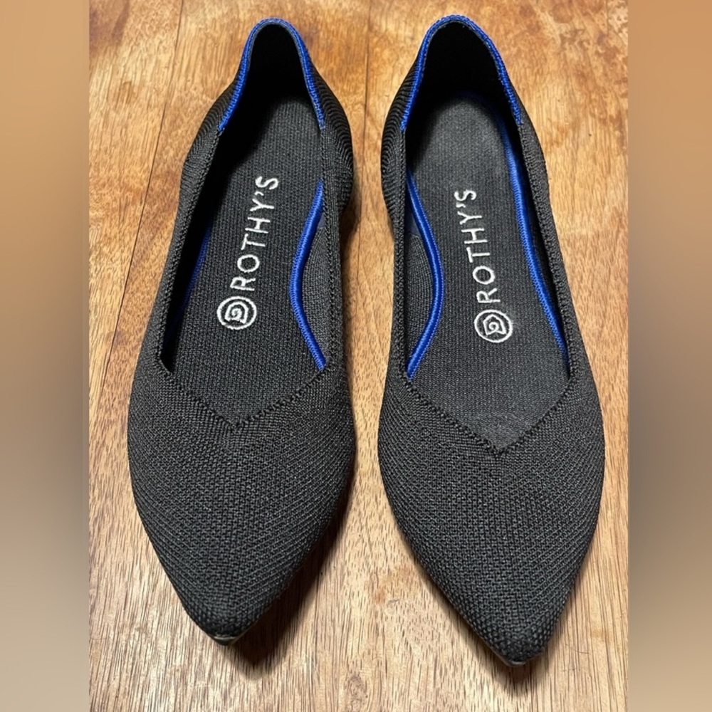 Rothy's Black Flats with Blue Accent